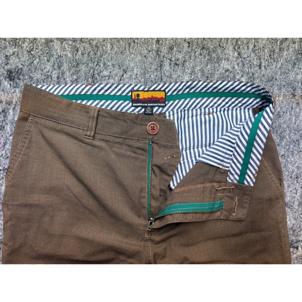 Brooklyn Industries Mens Brown Micro Check Chino Pants Size 30 Straight‎ Leg
